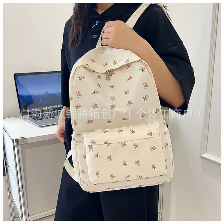 Small clear floral forest backpack cross-border new ins style literary casual school bag female commuting shopping backpack