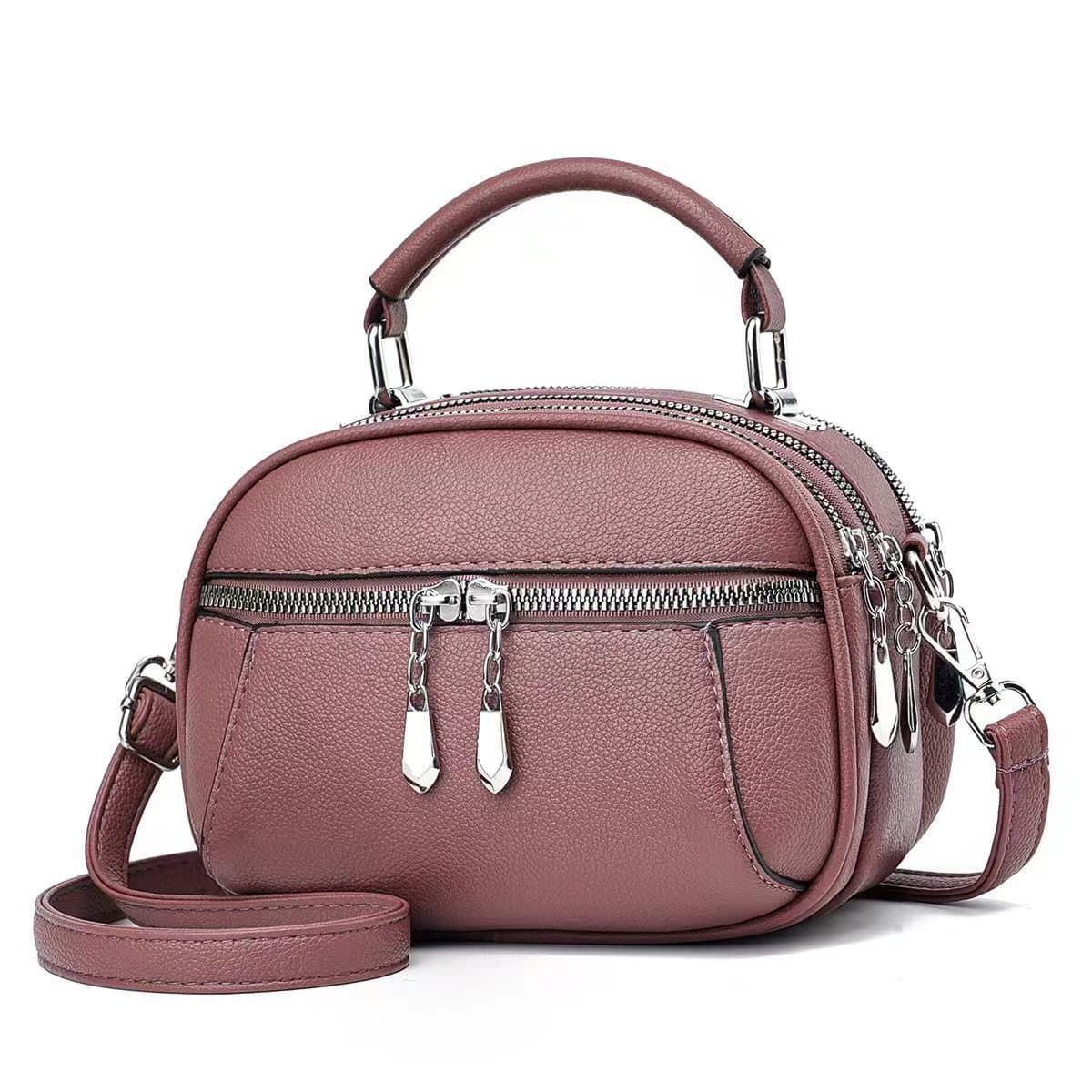 Mini Round Handbag Fashionable Casual Women's Single Shoulder Bag Simple Crossbody Mom Bag Daily Match PU Material Medium Size