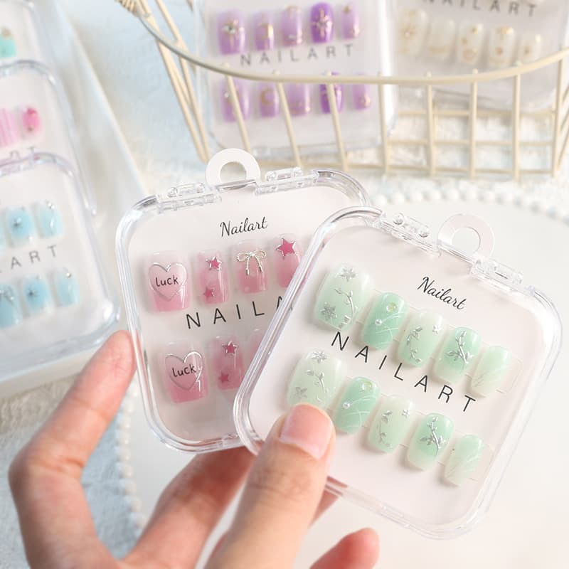 New short T wearable nails three-dimensional gilt handmade nails with diamond nail patches pure handmade wearable nails in stock