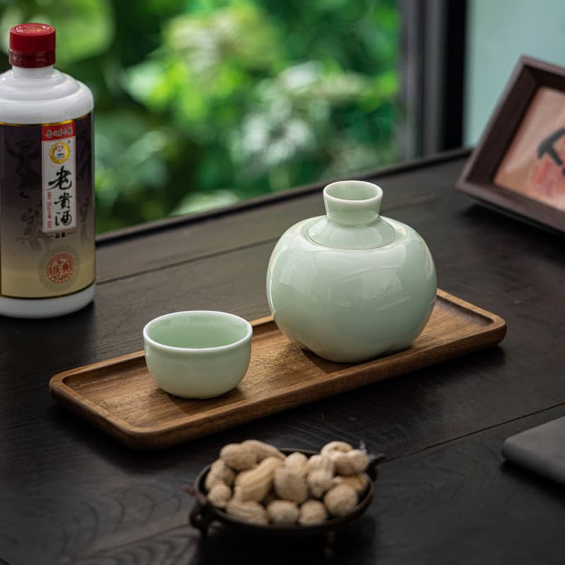 Persimmon Luck Ceramic Wine Warmer, Home Use Hot Wine Pot, Sake Heating Set, Chinese Style Warm Rice Wine with Two-Liang Small Capacity Cup