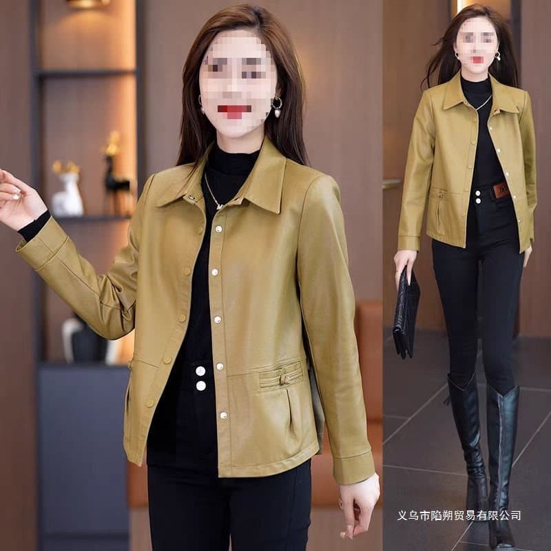 Maillard Leather Jacket Women's Short Style 2024 Spring/Autumn New Loose Western Elegant Fashion Petite Leather Jacket