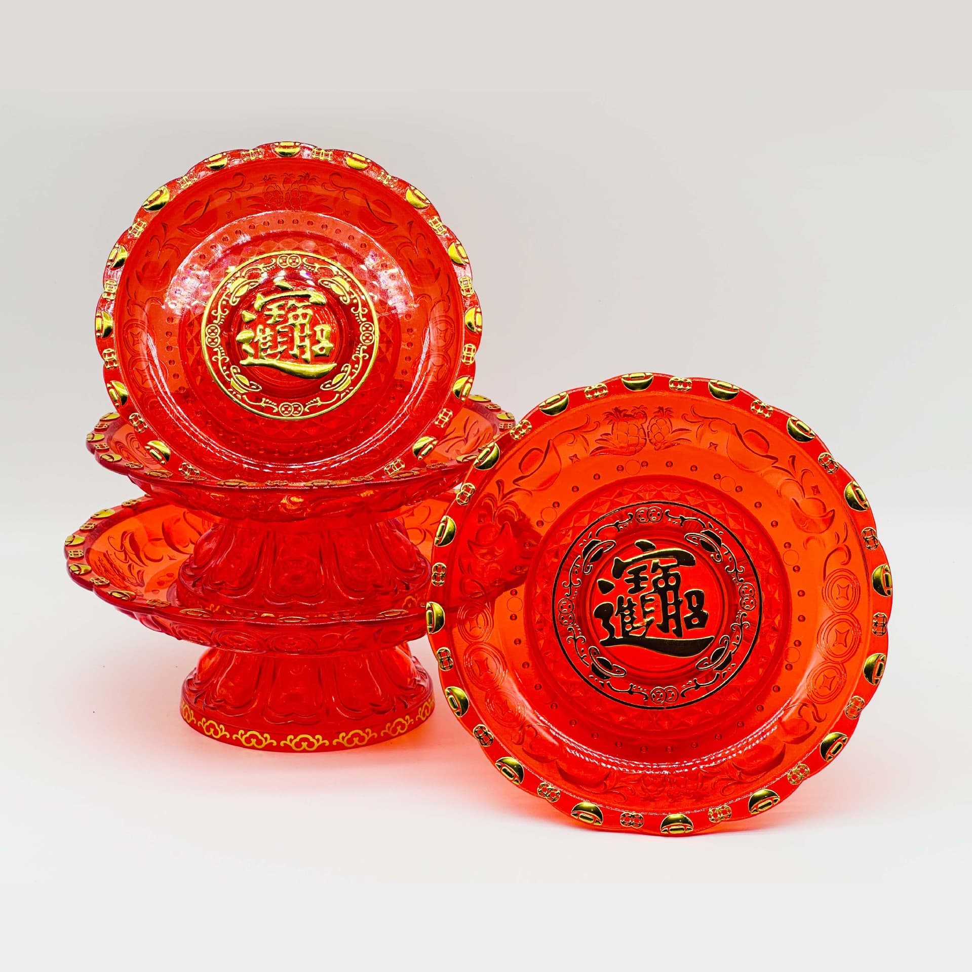Dongheng DH-2502 10-inch Wangbao tall plate for fruit and fruit plate, household high-legged fruit plate, plastic Buddha front plate