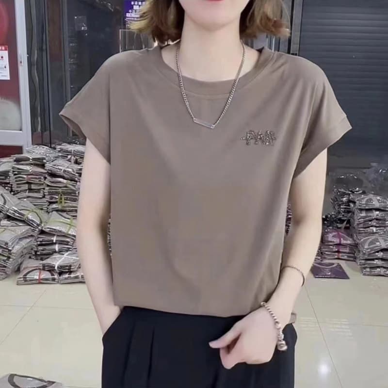 Batwing Sleeve T-Shirt for Women Short Sleeve Top Summer New Loose Plus Size Belly Covering Versatile Korean Style Casual Tee