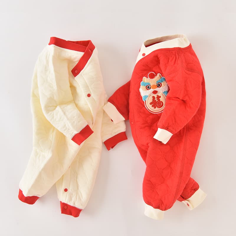 Newborn Baby Clothes Autumn Winter Cotton-Padded Warm Bodysuit Infant Full Month Outfit Belly-Protecting Monk Suit Romper Crawling Suit