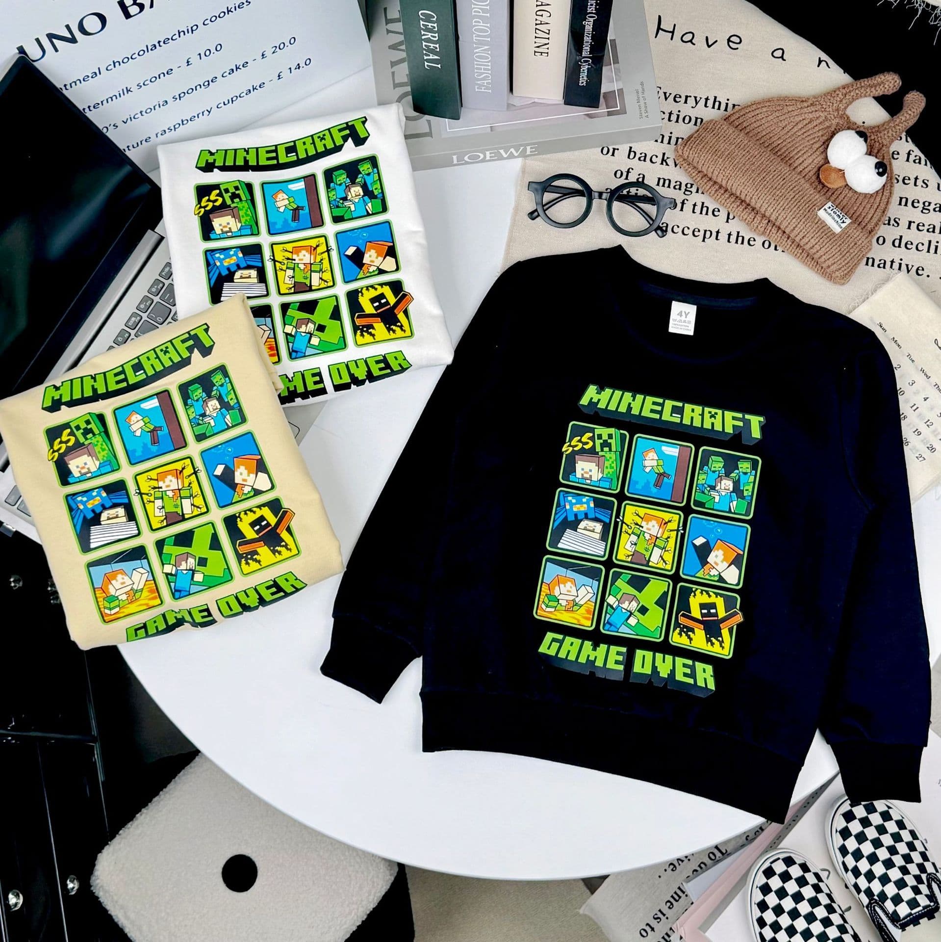 Minecraft Terry Cloth Top Boys' Children's Sweatshirt Boys' Steve Mid-Large Kids Pullover Japanese Export Kids Clothing
