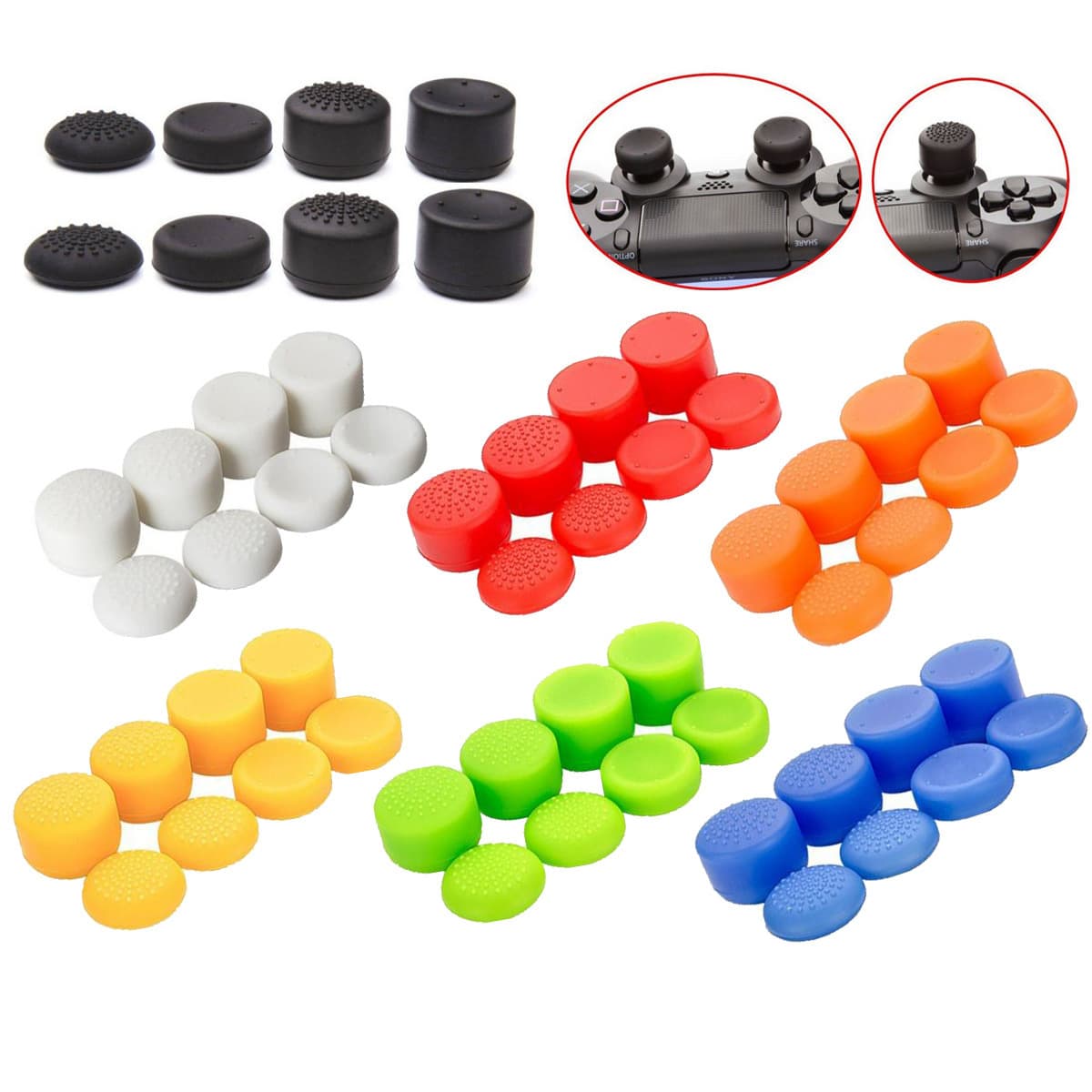 PS4 Thumbstick Grips, PS5 Joystick Caps, PS5/PS4/XB 8-in-1 Thumbstick Grips, PS5 Thumbstick Cap Set