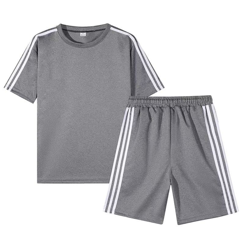 New Sports Set Three-Stripe Short Sleeve Summer Thin Korean Style Trendy Loose Ins Men's Shorts Casual Set