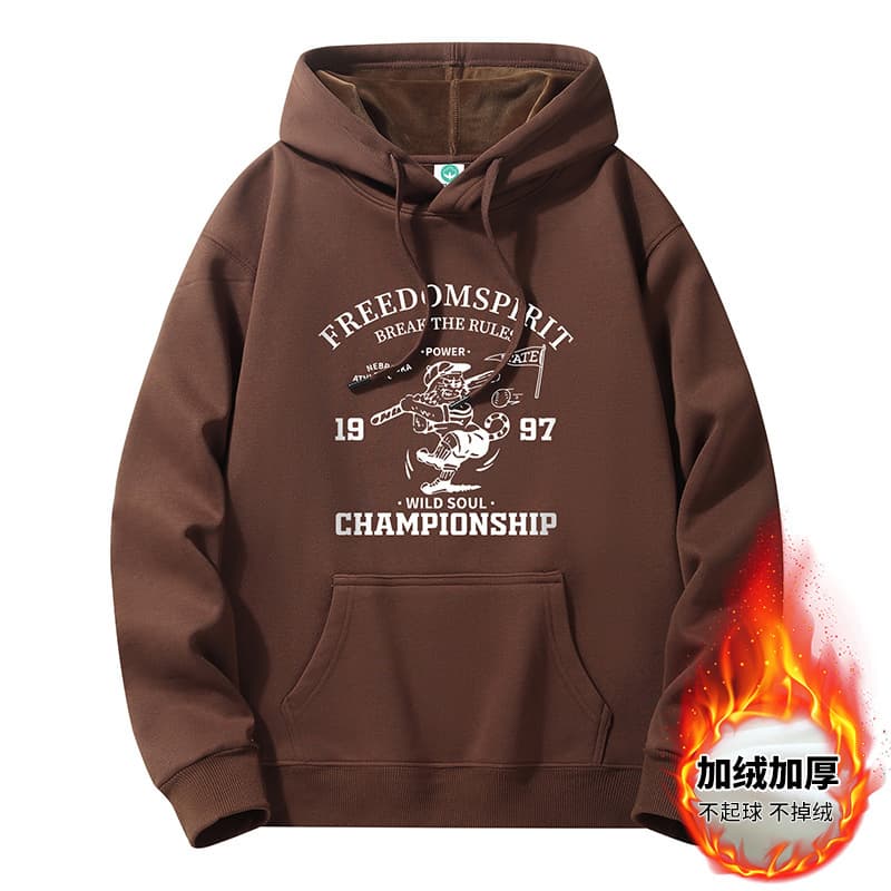 Men's Hooded Sweatshirt Fall Winter New Fleece-Lined Thickened Pure Cotton Warm Student Streetwear Loose Fit Teenager Hoodie Jacket