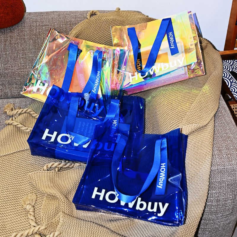 Laser bag, colorful jelly bag, PVC transparent handbag, custom logo plastic gift bag, custom packaging bag
