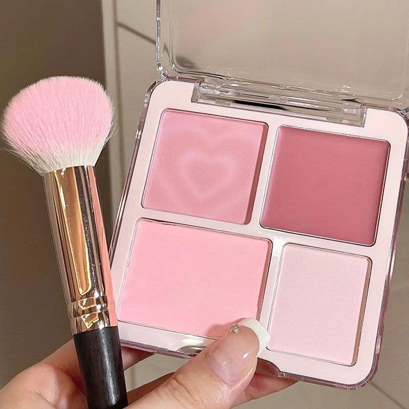 Love Light Wave Four Color Blush Highlight Palette Powder Expanding Color Matte Highlight Brightening Medium Blush Palette Nude Color Cute
