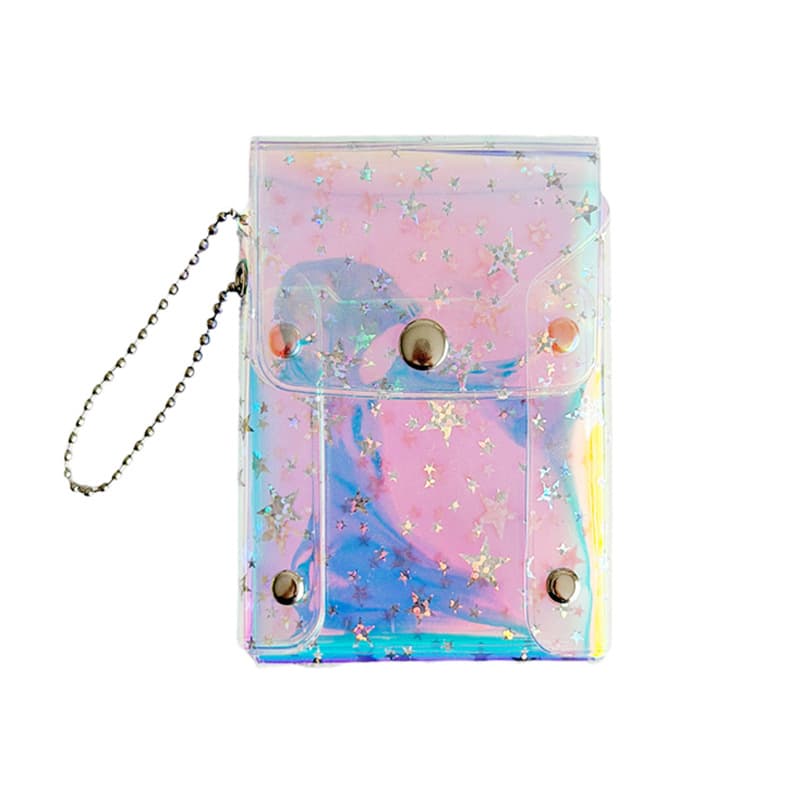 Transparent Coin Pouch Card Holder PVC Lipstick Nail Polish Snap Closure Bag Kawaii Card Cover