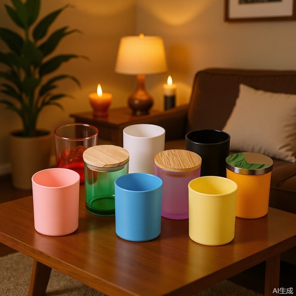 Manufacturer wholesale 7080DIY aromatherapy candle cup color frosted romantic candle holder glass jar creative ornament container m