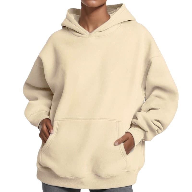 Cross-border 2025 Autumn/Winter European and American Women's New Fashion Solid Color Loose Casual Long Sleeve Hoodie Stock