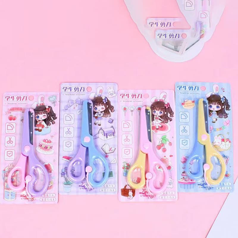 100-Pack Rabbit Girl Mido Scissors Household Small Round-Head Scissors Student Handmade Cute Scissors