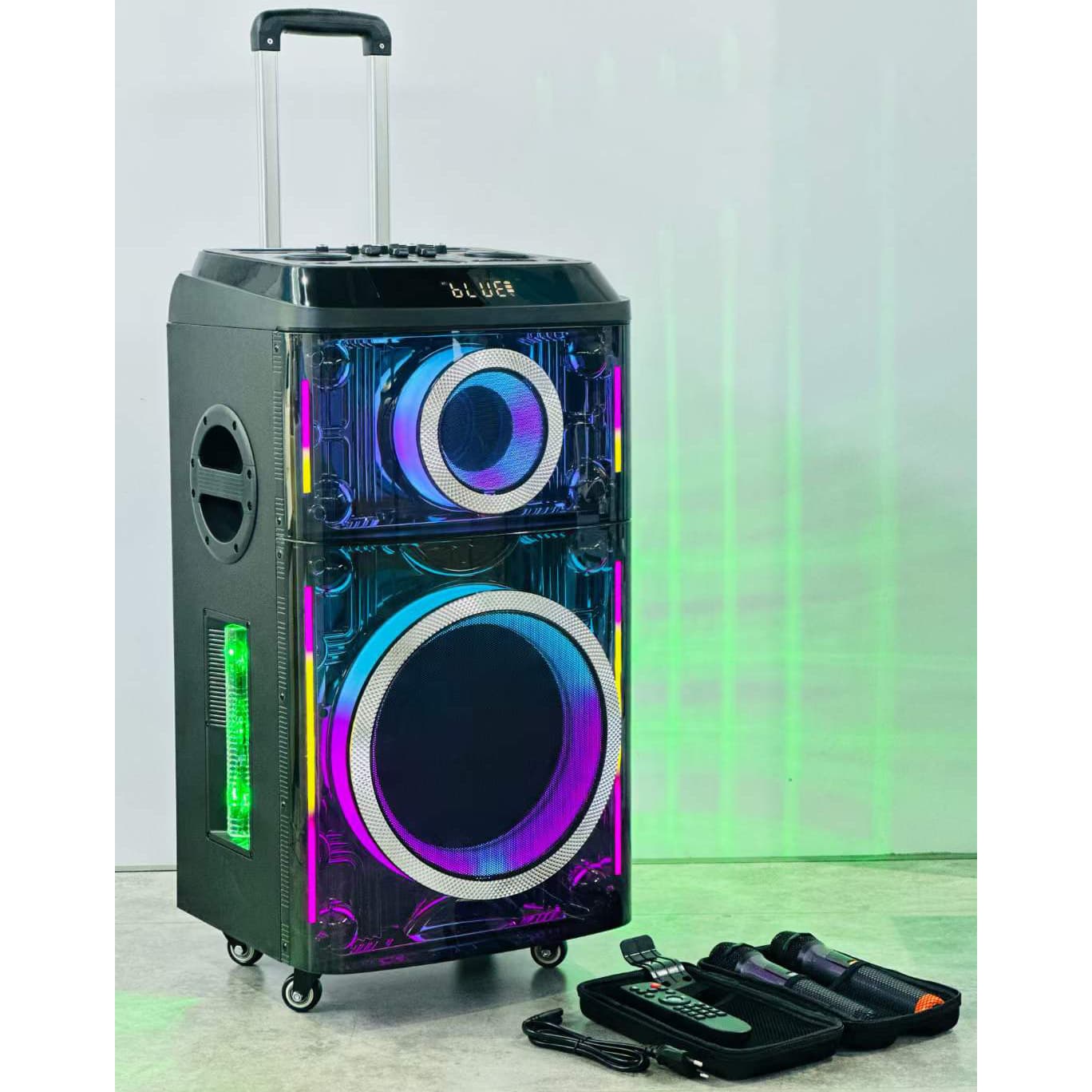 New mecha-style high-power Bluetooth speaker 1+12-inch outdoor stage large speaker colorful audio factory direct approval