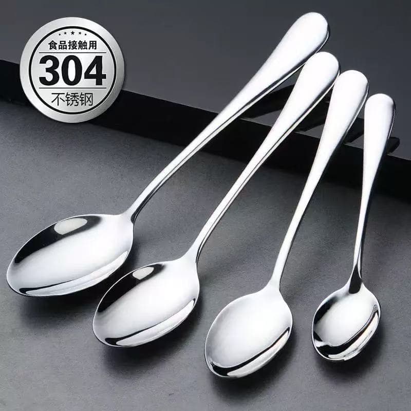 304 Stainless Steel Spoon for Home and School Use, Long Handle Stirring Spoon, Coffee Spoon, Dessert Spoon, Fork, Round Spoon