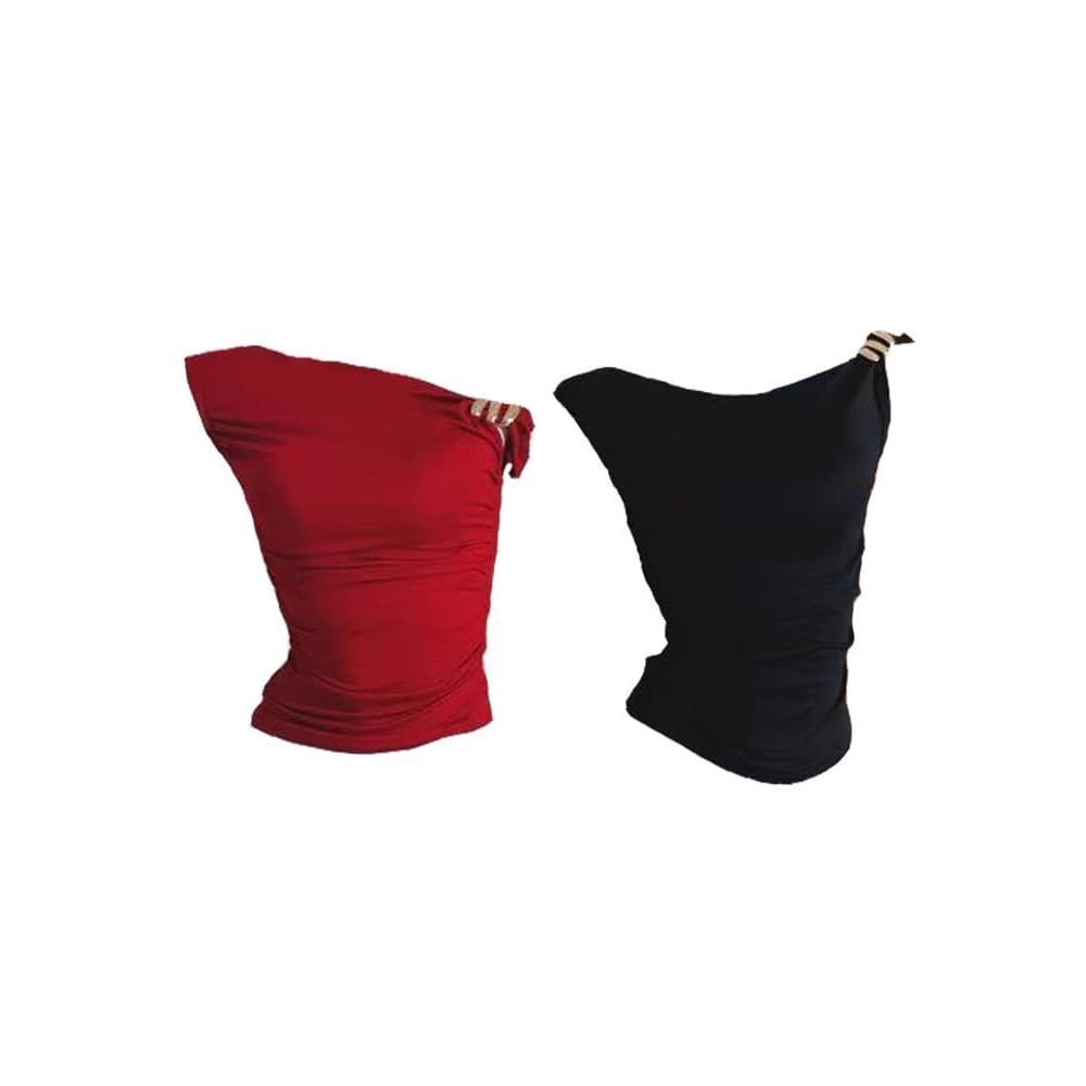 Red Short Fitted One-Shoulder Top for Women, Stylish Y2K Streetwear, Unique and Trendy Short Sleeve