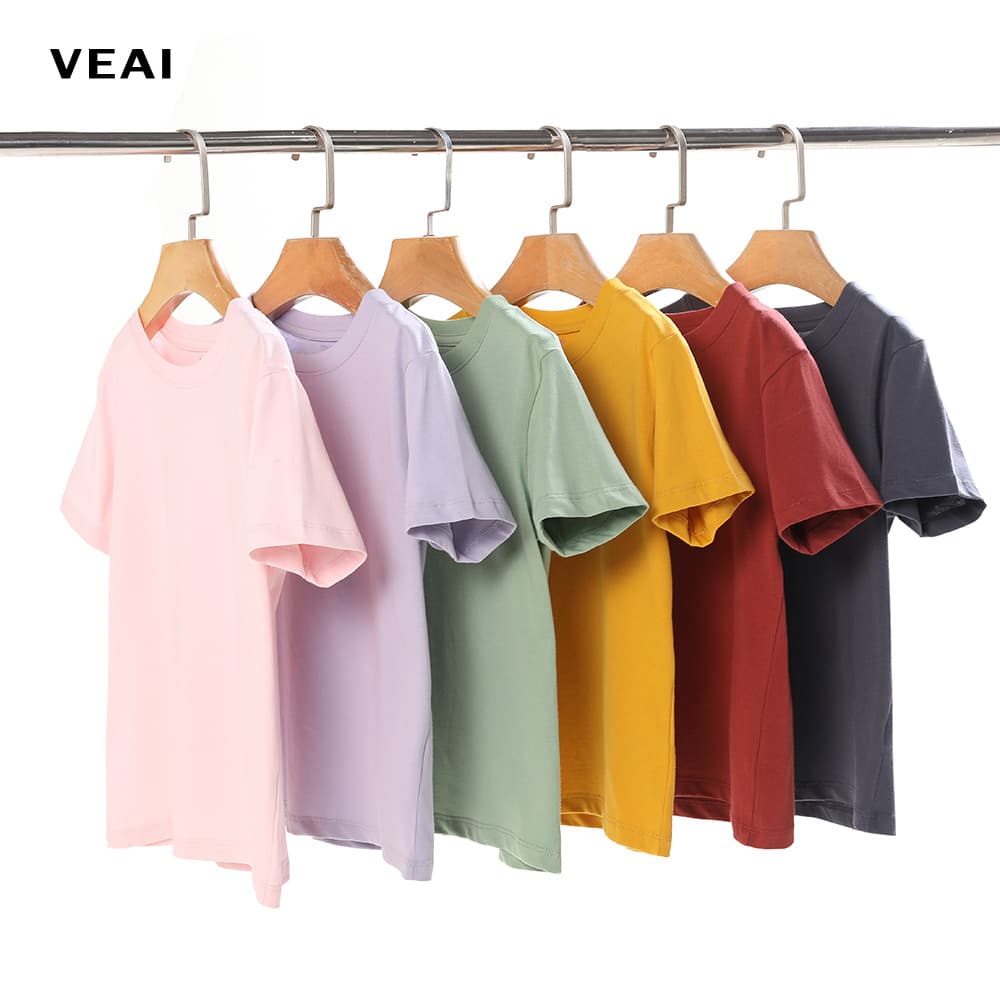 Children's DIY Short Sleeve Pure Cotton Plain T-Shirt Top Solid Color Summer Girls Pure Cotton Base Shirt Kids' Clothing