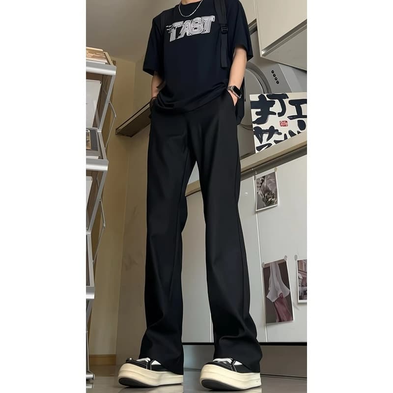 Men's Casual Light Luxury Black Dress Pants Fashion New Draped Slim Fit Simple Trendy Ins Versatile Slim Fit Long Pants