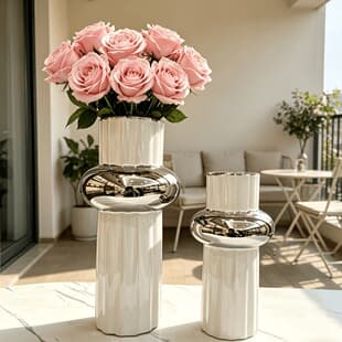 European export electroplated ceramic vase for home, wedding, living room, light luxury flower arrangement craft vase