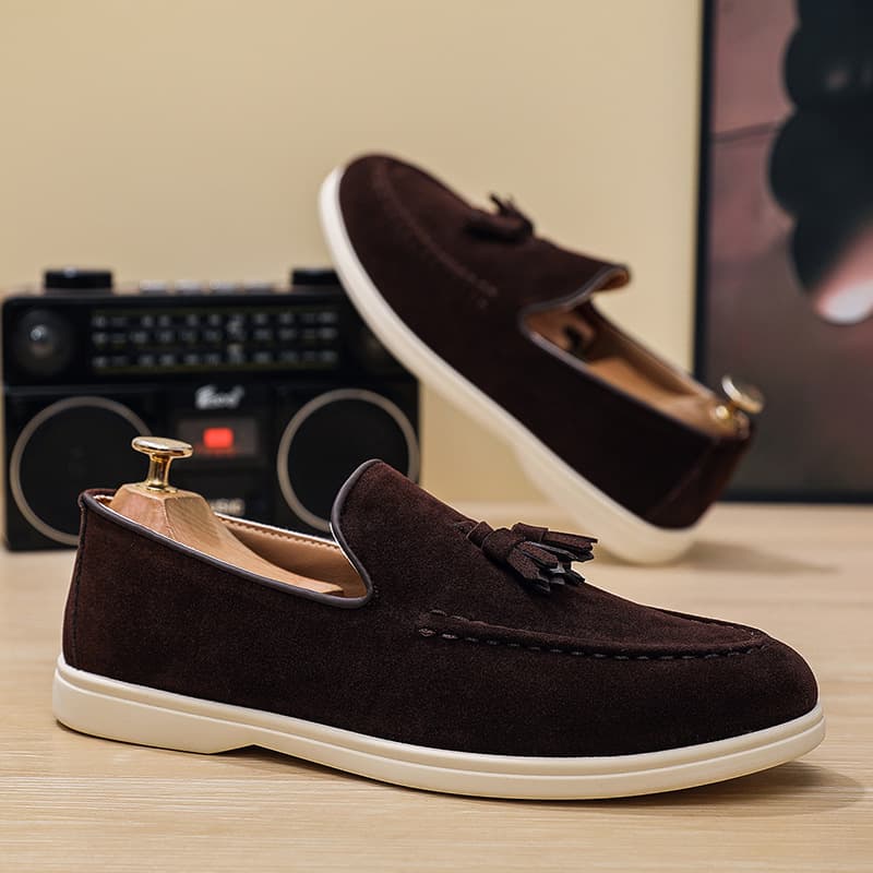 Cross-border Large Size Men's Shoes Fashion Versatile Lightweight Flat Loafers with Tassels Casual Single Shoes Men's Board Shoes Business Casual