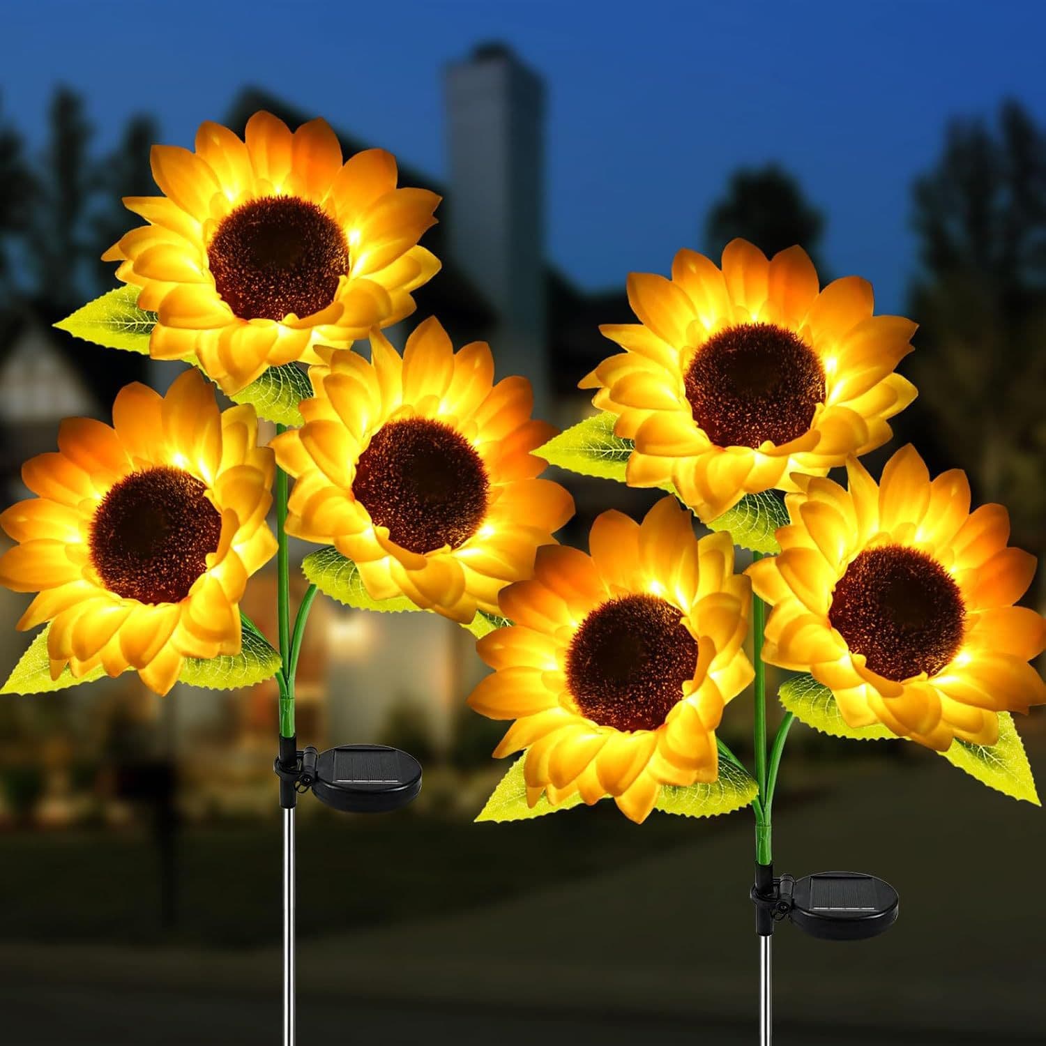 LED Solar 3-Head Sunflower Light Solar Lawn Ground Insert Light Outdoor Garden Courtyard Decorative Light String