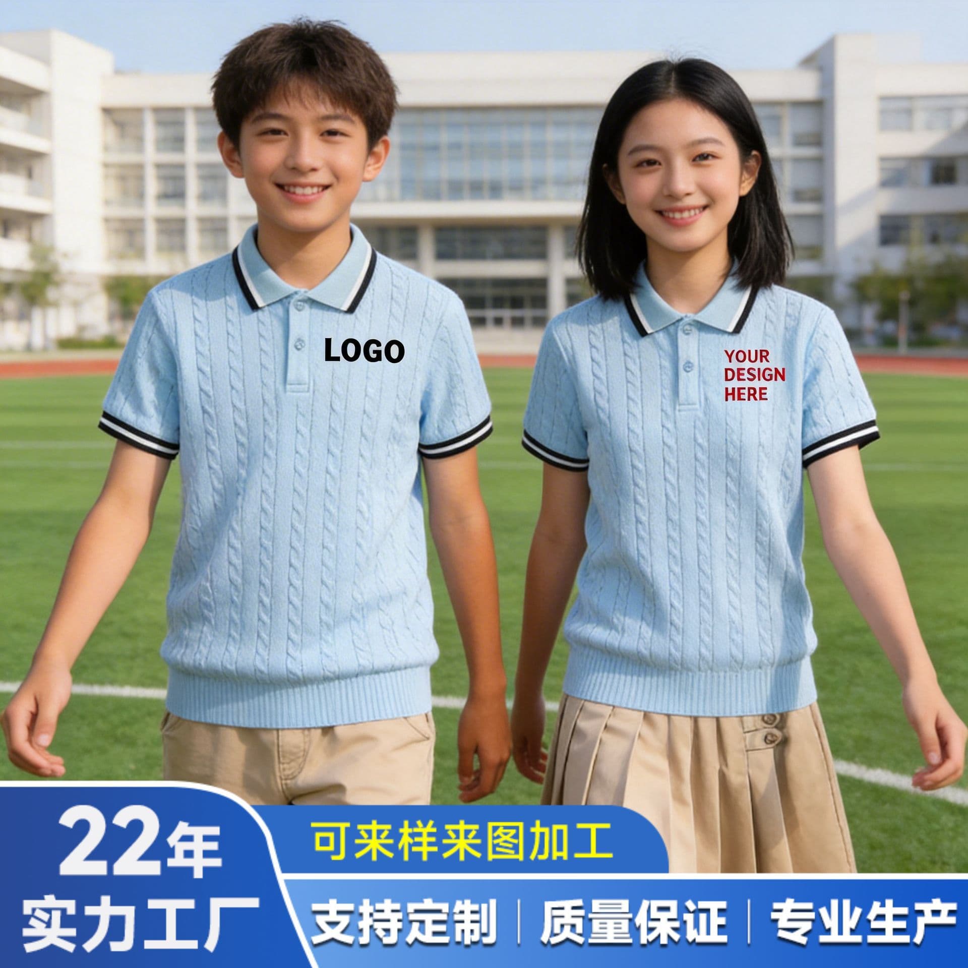 Summer Lapel Short Sleeve School Uniform Long Sleeve Primary Polo Shirt Junior Middle School Teen Boys Girls School Wear Uniform
