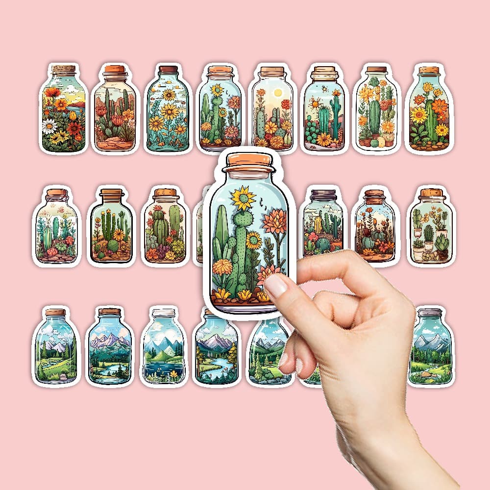 Original Hand-Drawn Retro Creative Bottle Decorative Stickers Scrapbook Doodle Collage Personalized Sealing Stickers
