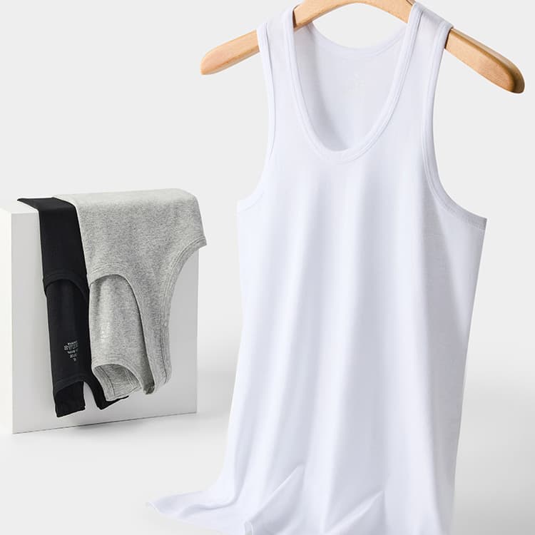 Men's Cotton Stretch Tight Vest, Large Size Summer Undershirt, Amazon Cotton Tank Top