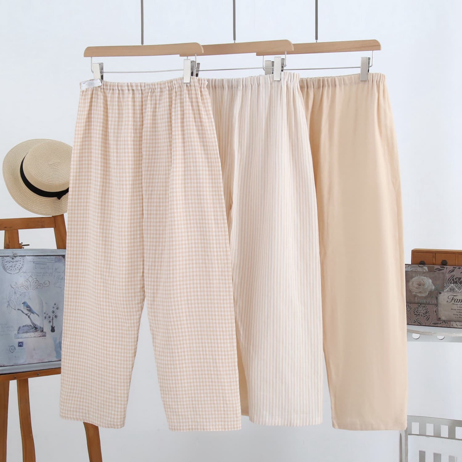 Colorful Cotton Maternity Plaid Sleep Pants, Plus Size 100kg Loose Thin Style, Suitable for Summer, Can Be Worn Outside, Walking Pants, Home Pants