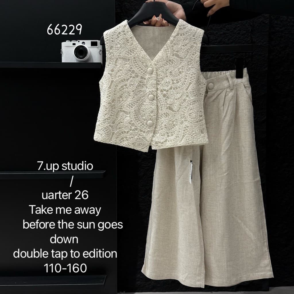 2026 Spring/Summer New Girls Older Kids 3D Floral Sleeveless Top with Wide-Leg Pants, Korean Chic 2-Piece Set