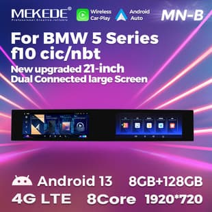 For BMW 5 Series F10 F20 CIC NBT Dual Screen Android Smart Car Radio