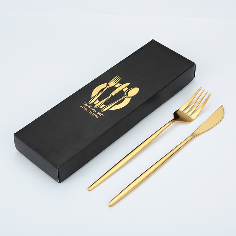 Portuguese Tableware Stainless Steel Knife and Fork Two-Piece Set Western Steak Knife, Fork, Spoon Tableware Gift Box Set Printable LO