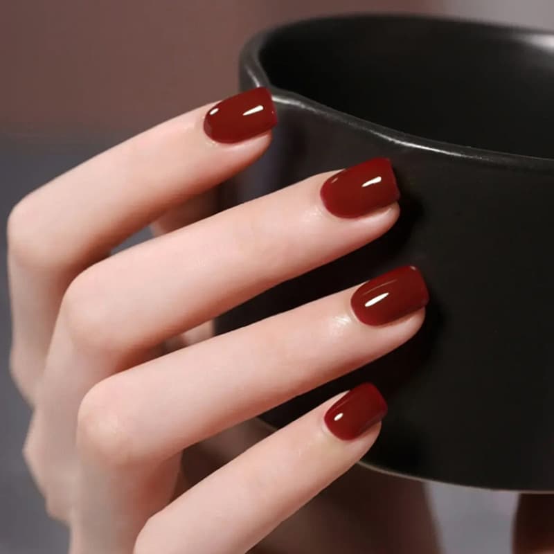Fashionable Solid Color European Square Nail Stickers Festival Atmosphere Bright Oil Nail Patches Detachable Art Decals