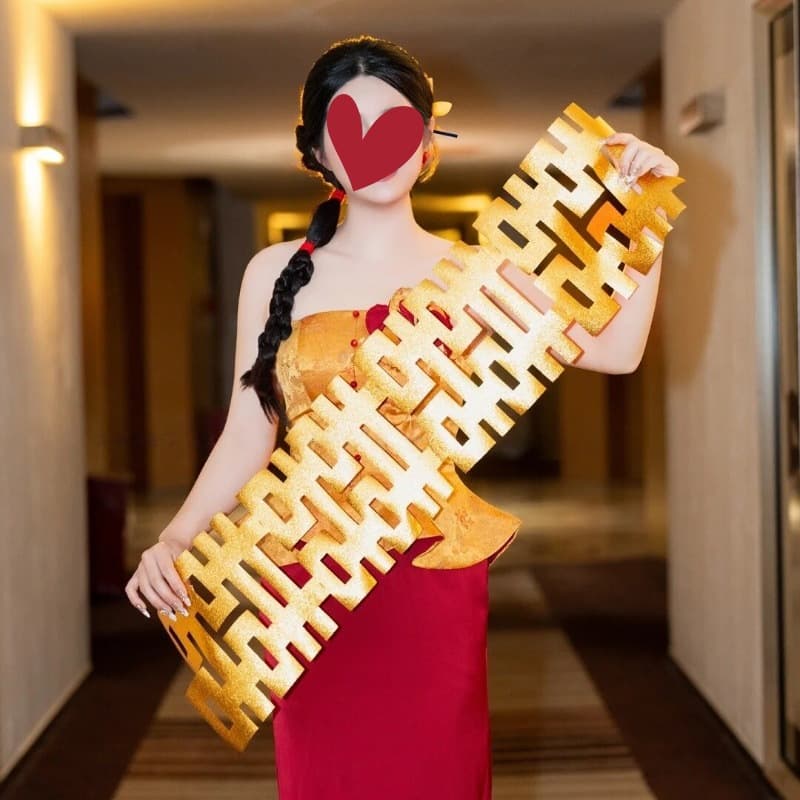 Gold Long Strip Double Happiness Character Wedding Room Decoration Bride Morning Robe Engagement Photo Prop Marriage Character Sticker Wedding Decor