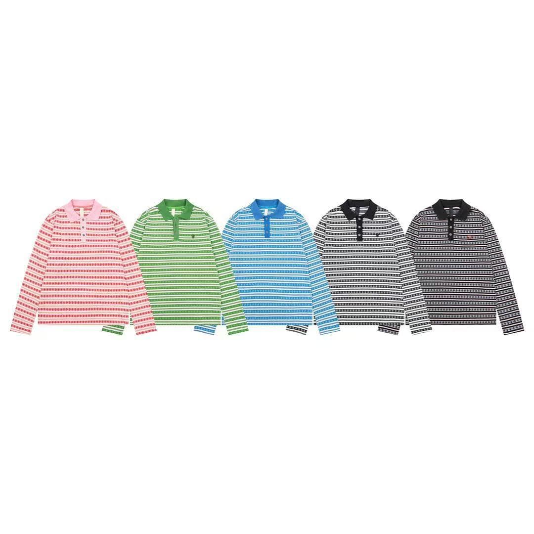 Cross-border foreign trade wholesale spring/summer new CH Cro cross-striped jacquard long-sleeve T-shirt for couples, men and women
