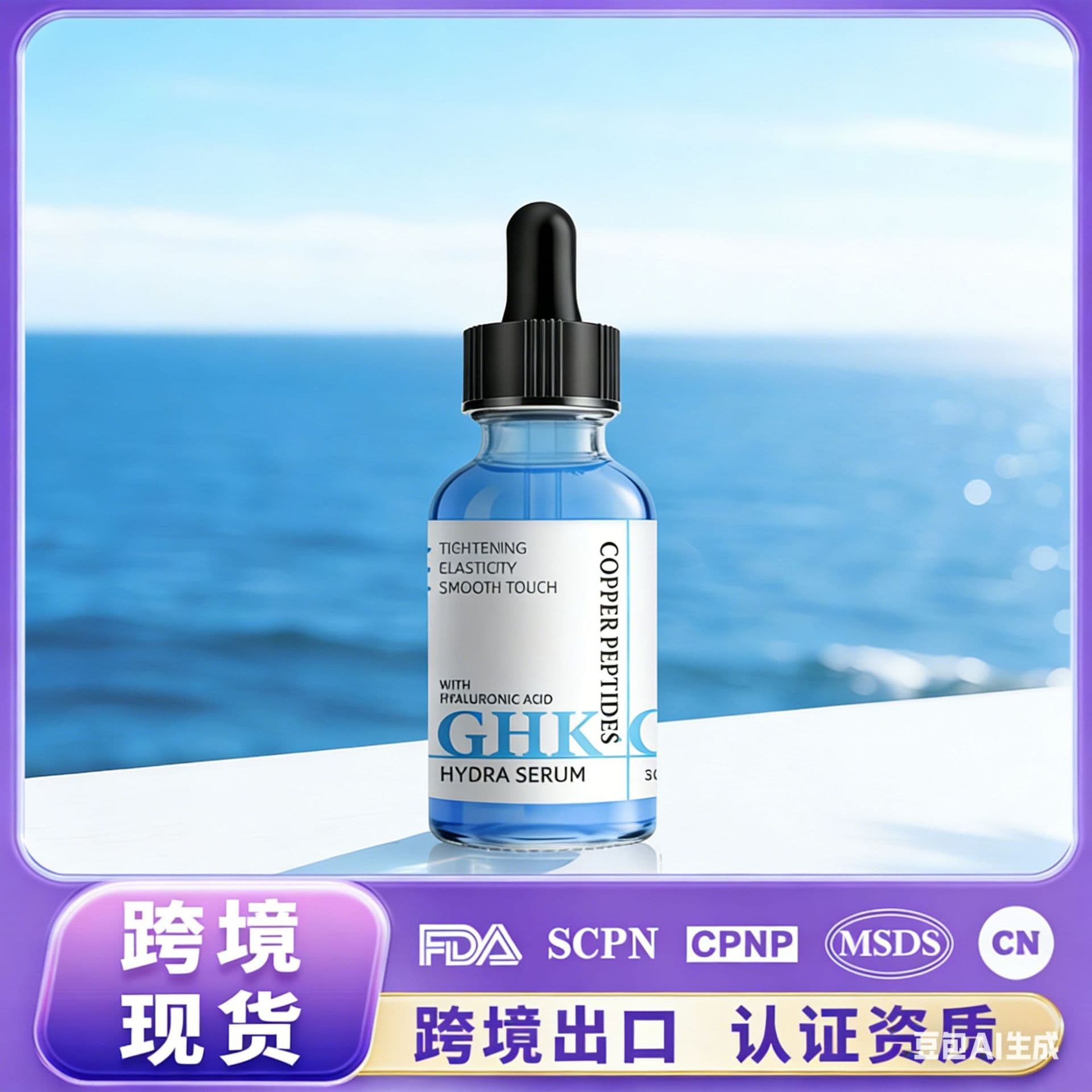 Cross-border Bestseller GHK-CU Copper Peptide Moisturizing Serum, Hydrating and Firming Facial Essence with Hyaluronic Acid