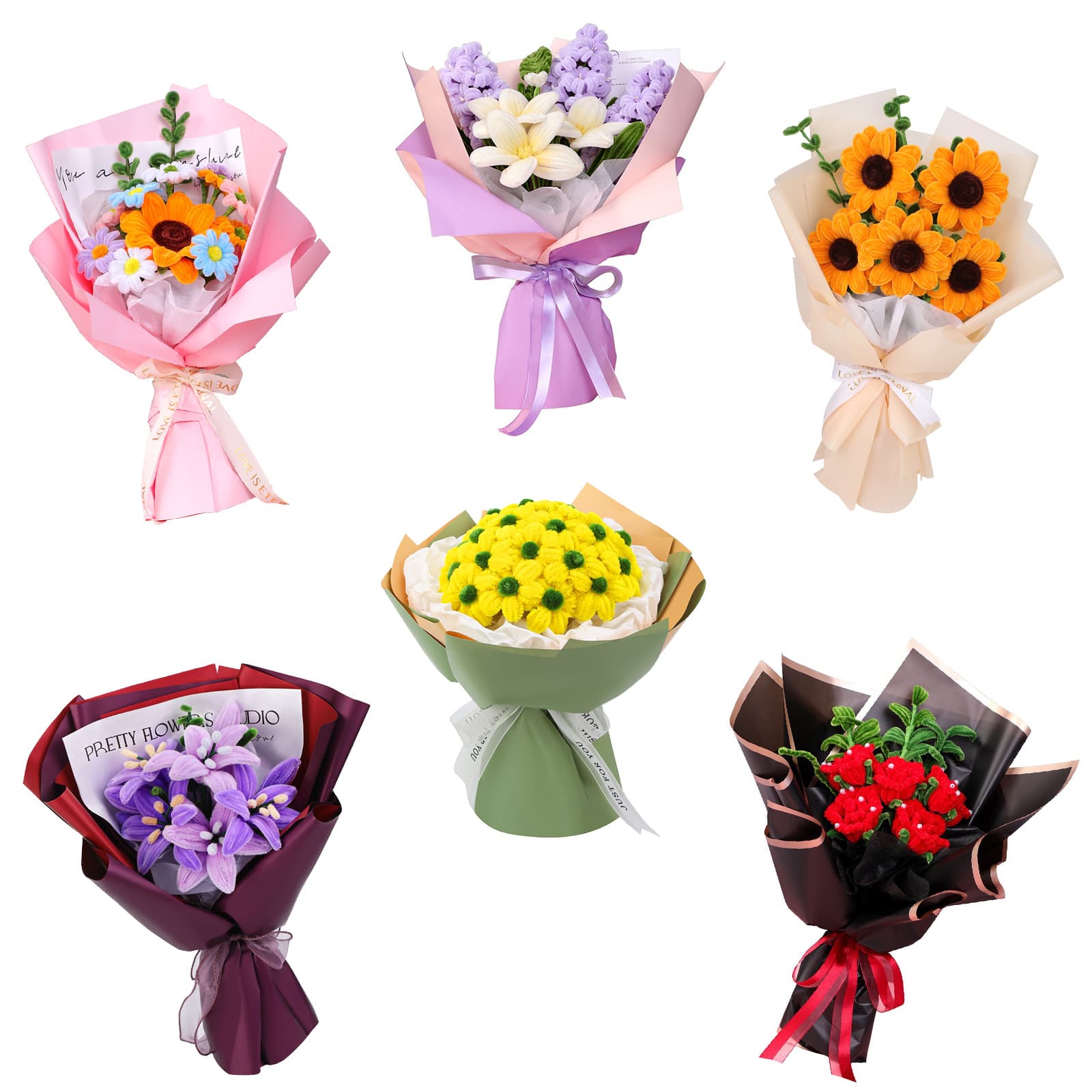 Cross-border Handmade DIY Chenille Stem 5-15 Tulip Bouquet Material Kit Thanksgiving Handmade Heartfelt Gift