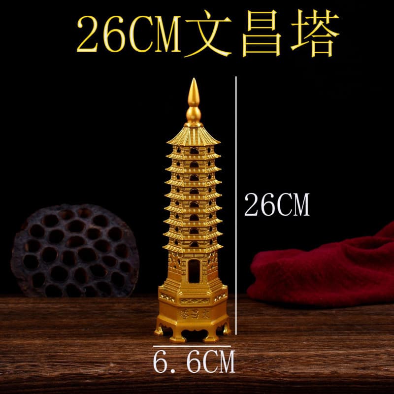 Wenchang Pagoda Metal Ornament Manufacturer Wholesale Chinese Ethnic Style Alloy High-end Gift Office Interior Decor