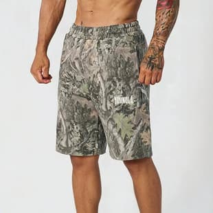 YOUNGLA Dead Leaf Style Shorts Men's Casual Camouflage Summer Retro Loose Letter Fitness Sports Beach Shorts Quick Dry