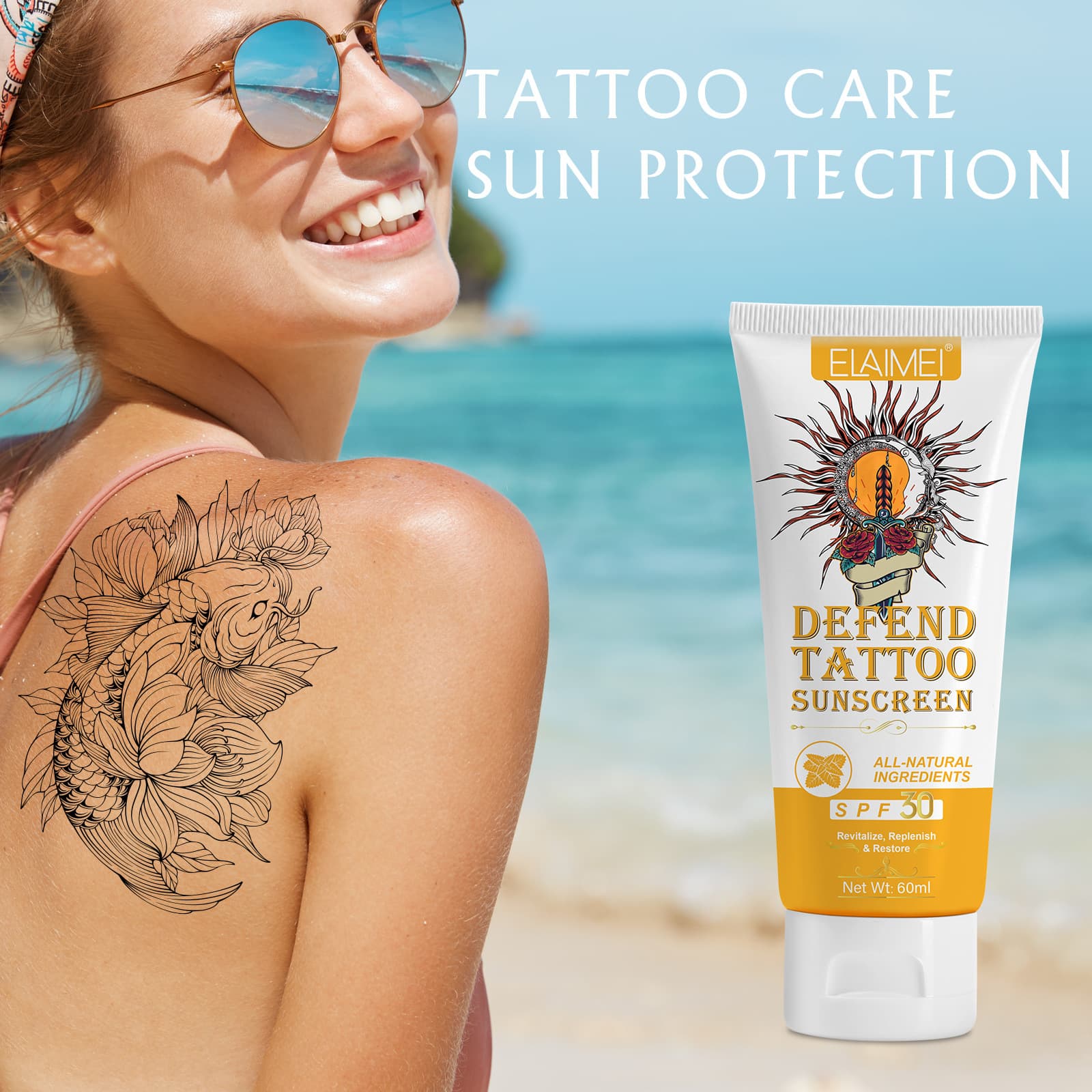 ELAIMEI Cross-border Tattoo Repair Gel - Moisturizing, Sun-Protective Care Cream for Tattoo Color Retention and Pain Relief