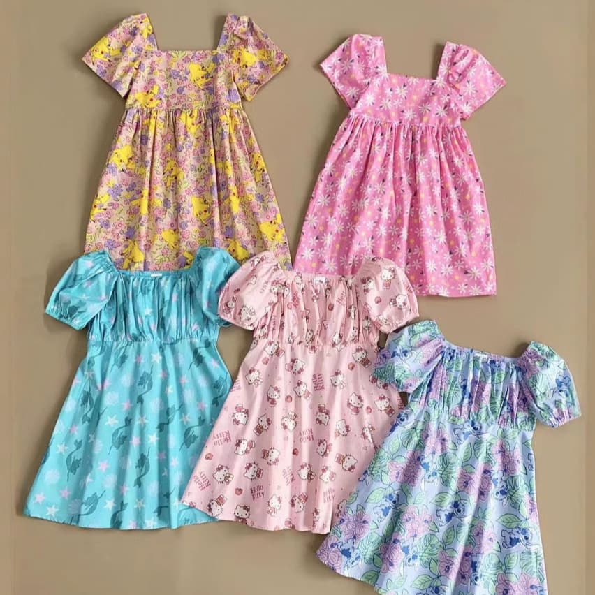 [Build from the first batch] Puff-sleeve dress for middle-aged and older children, American original Teenager party dress