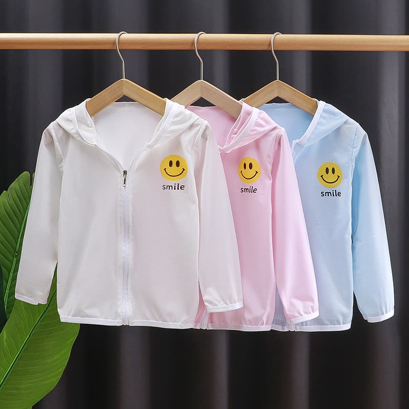 Children's Thin Breathable Ice Silk Sun Protection Jacket, Girls' Casual Sunshade Summer Hooded Outerwear, Ultra-Lightweight for Outdoor Babies