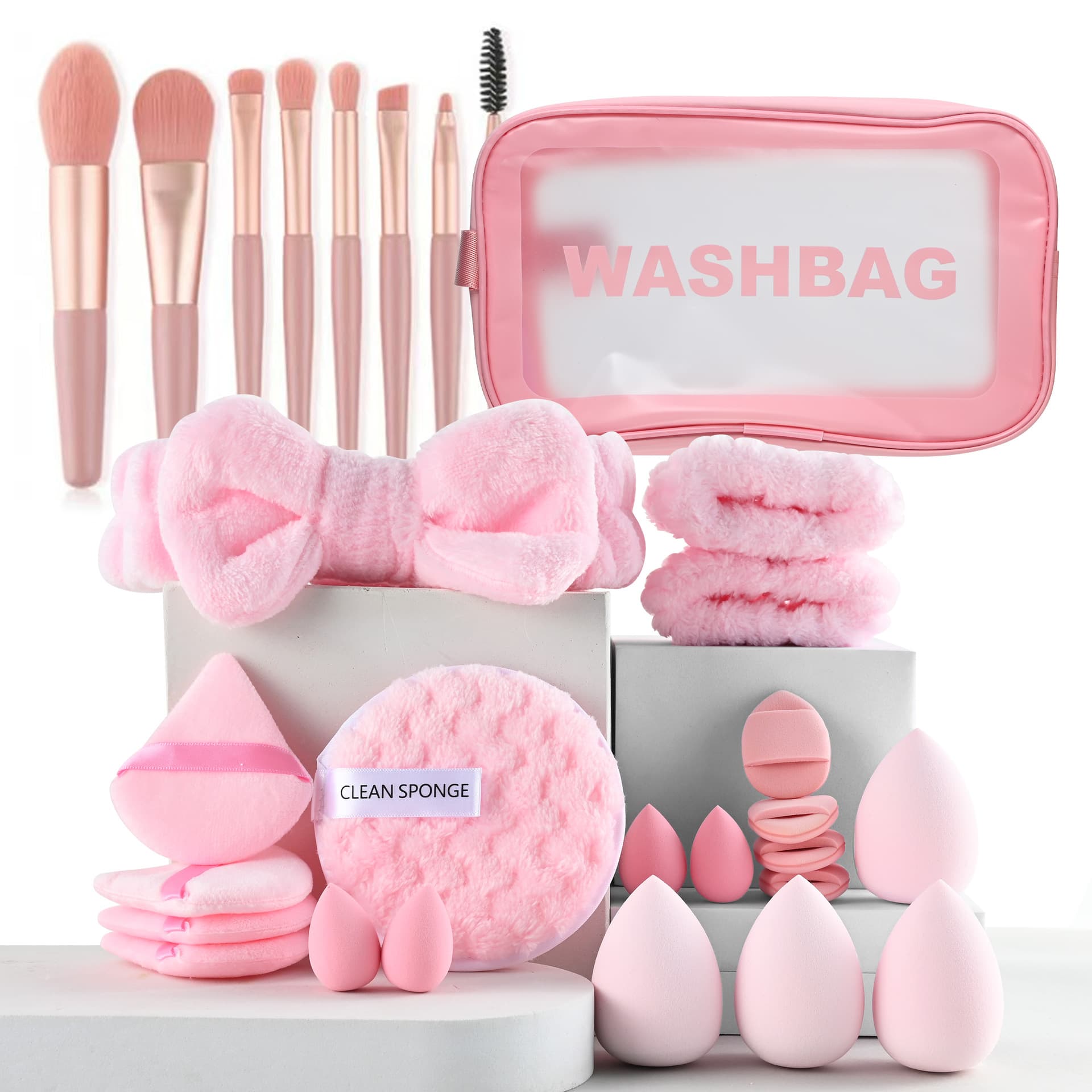 29pcs large combination set of beauty tools, face wash and makeup, complete set of makeup, makeup egg, beauty tools
