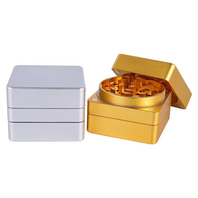 Cross-border Direct Supply Square Aluminum Alloy Grinder 60mm-3 Layer Metal Grinder Tobacco Crusher Smoking Accessory Grinder