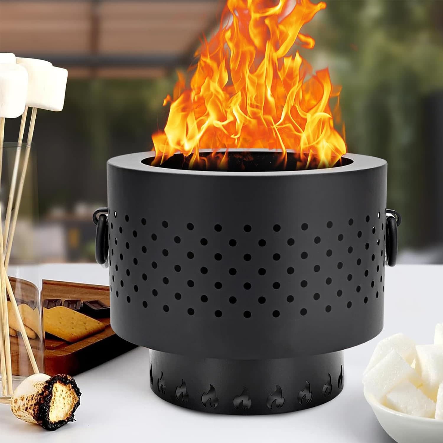 Low-smoke portable fire basin, indoor/outdoor desktop smokeless mini fire basin