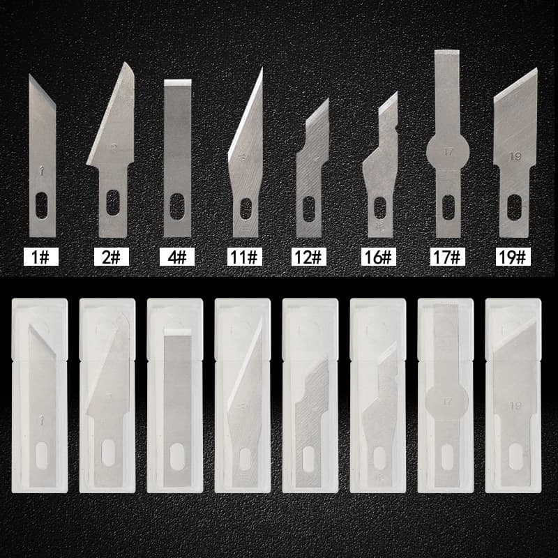 Boxes of 5 or 10 pieces of #11 60 steel metal engraving blades, #11 paper cutting blades, mobile phone screen protector repair blades