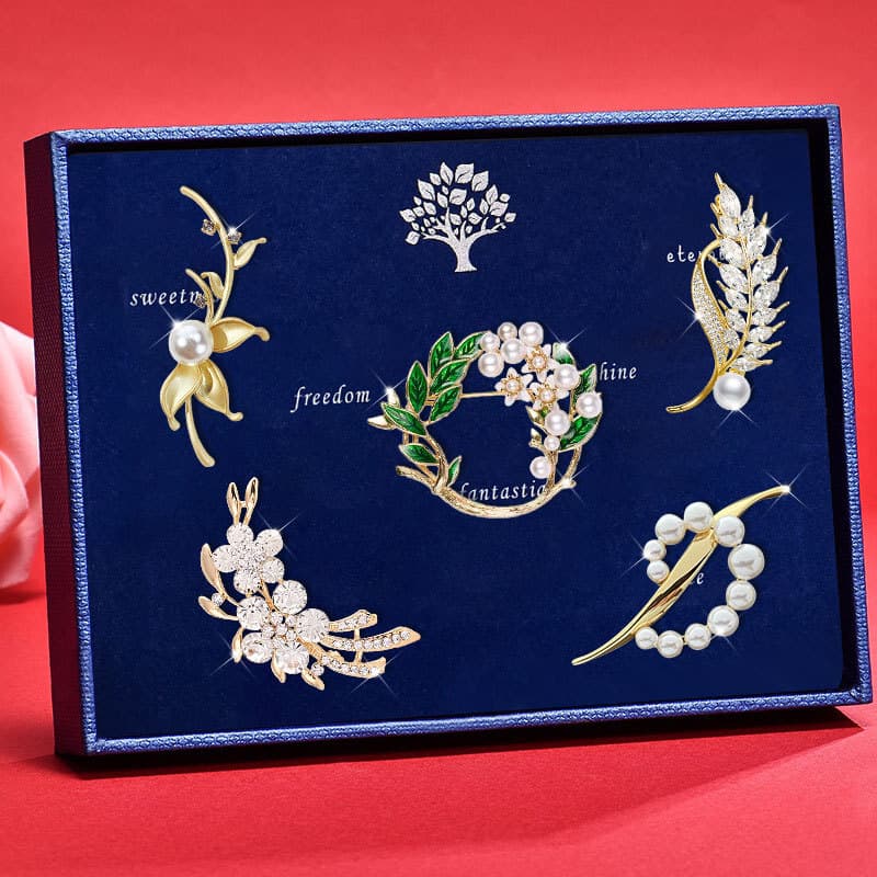 Qixi Festival Gift for Her Premium Brooch Set High-End Pearl Corsage Pin Valentine's Day Gift for Girlfriend