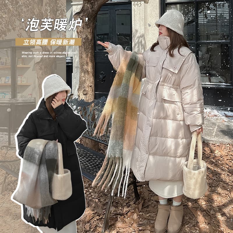 Y842 winter plus fat mm design long cotton jacket stand collar large size high waist cotton jacket thickened cotton jacket wholesale