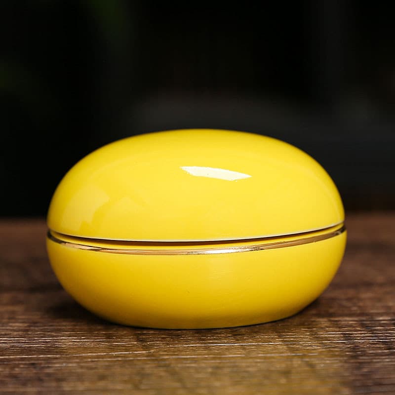 Ceramic Scented Wax Jar with Gold Trim, Screw-Top Sealed Powder Container for Medicine, Custom LOGO Gift Packaging